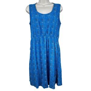 Kavu Simone Dress Sleeveless Scoop Neck Blue Geometric Pockets Small Outdoor